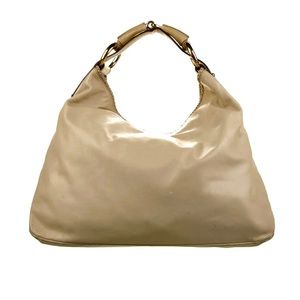 Authentic Gucci large Horsebit hobo bag cream leather